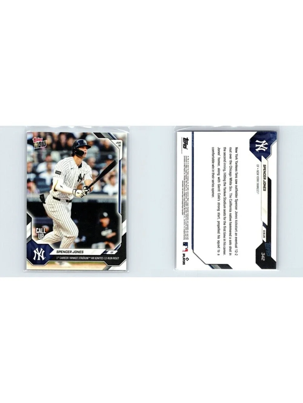 2026 Topps Now MLB Spencer Jones #342 1st Career Yankee Stadium HR /2702 Yankees